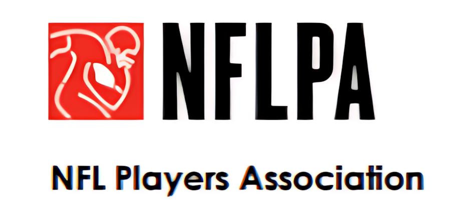 Logo of the NFL Players Association with red and black text and graphics.