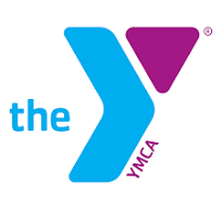 Logo of the YMCA with blue and purple design.